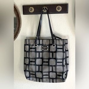 Nine West Geometric Print Tote in Black and Gray ❤️